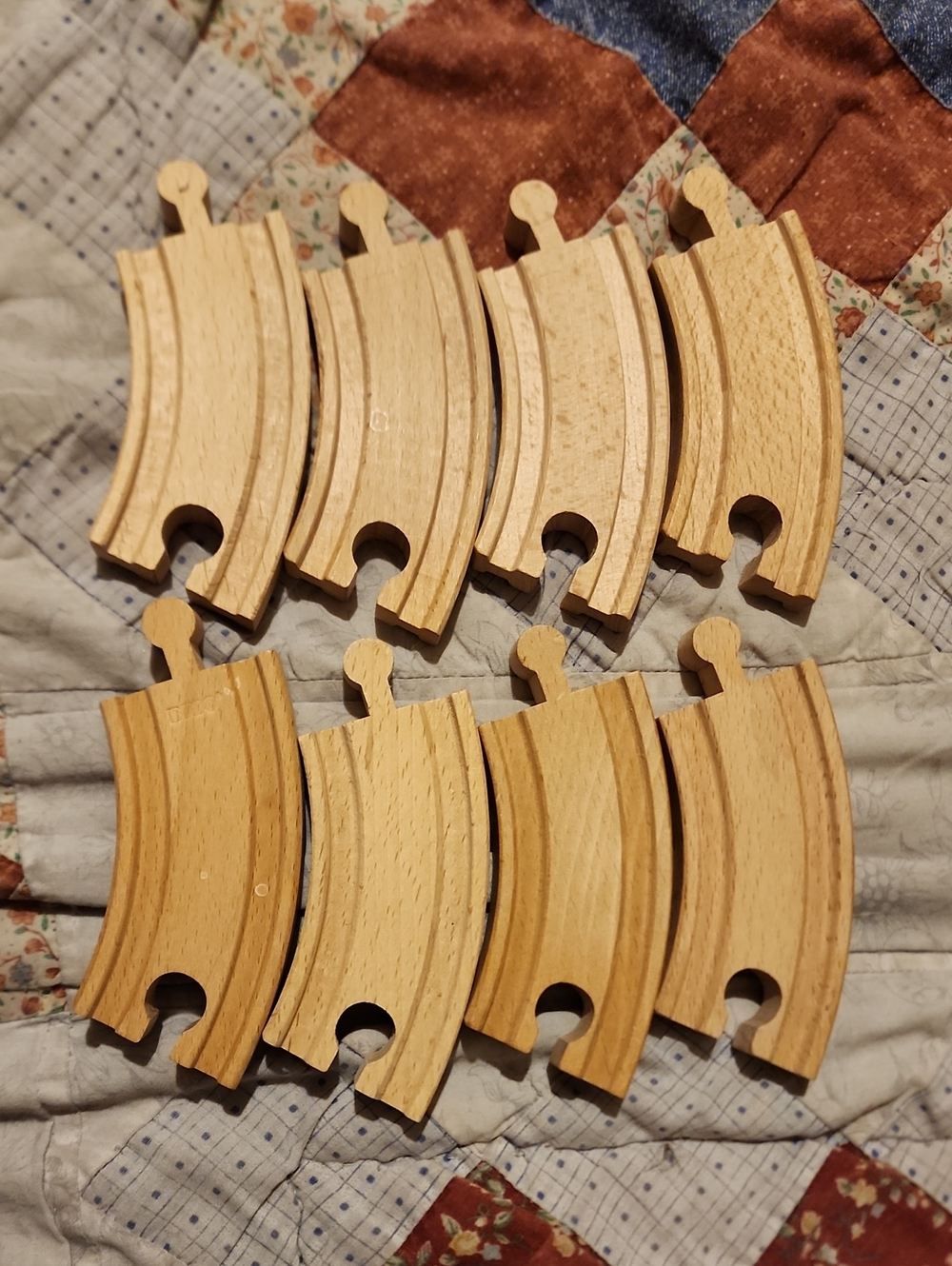 Lot Of 8 Brio Vintage Wooden Small Curved Train Tracks
